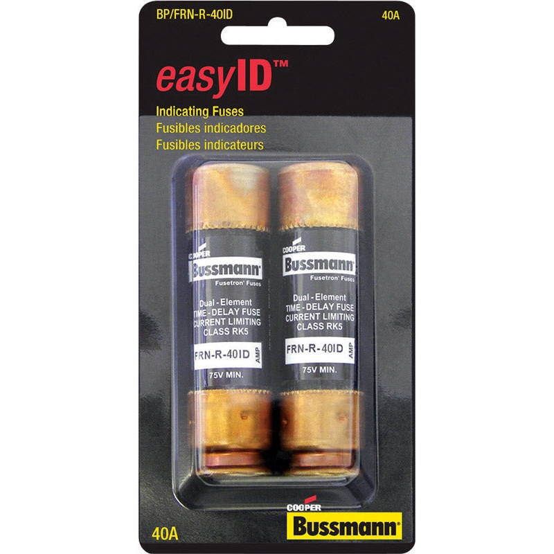 Bussmann easy ID Dual Element Time Delay Fuse 40 amps 250 volts 2 pk For AC Power Distribution Sys