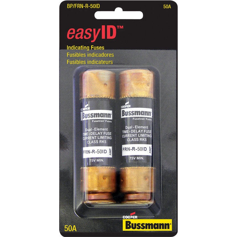 Bussmann easyID Dual Element Time Delay Fuse 50 amps 250 volts 2 pk For AC Power Distribution Syst