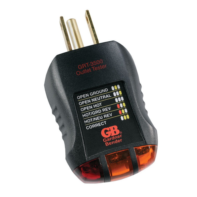 GB Outlet Tester 110-120 VAC Black