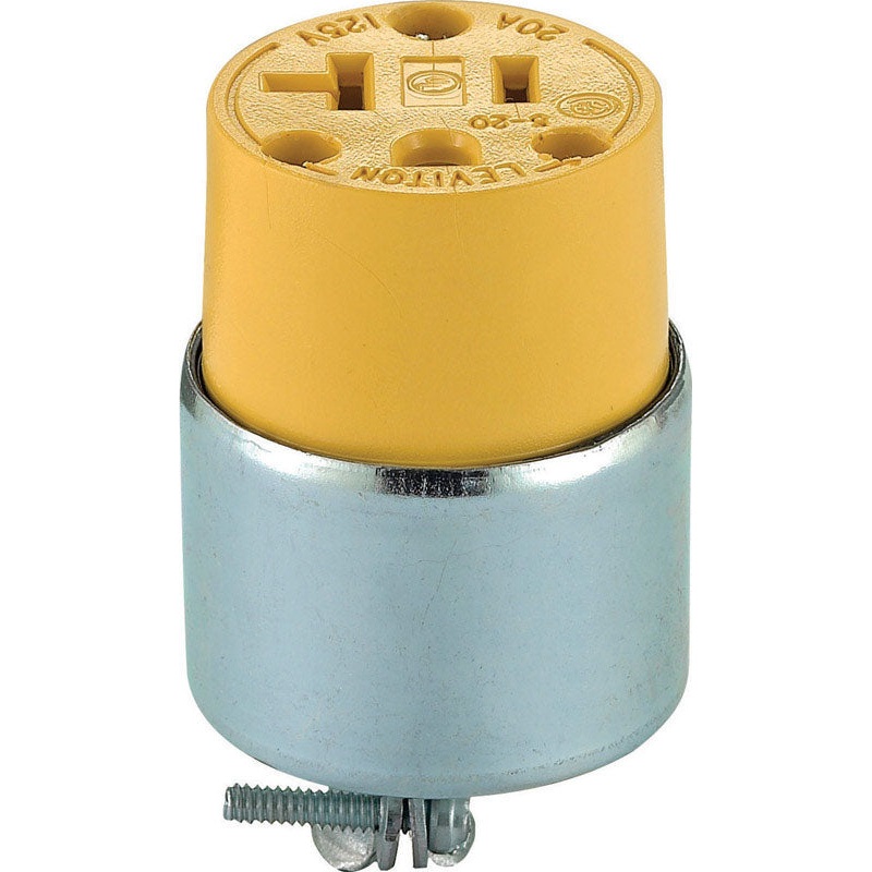 Leviton Commercial Armored Polarized Straight Blade Plug 5-20R 2 Pole, 3 Wire Yellow