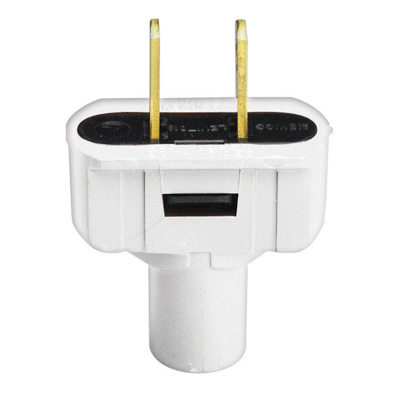 Leviton Residential Vinyl Non-Grounding Non-Polarized Plug 1-15P 18-14 AWG 2 Pole, 2 Wire Whi