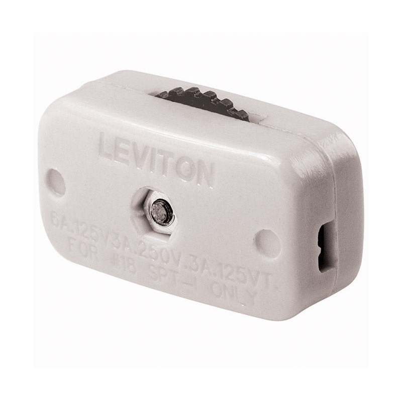 Leviton Rotary Switch Single Pole Feed Thru Rotary On/Off 6 Amp 125 volts White CSA Carded