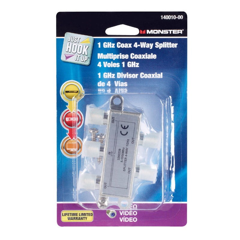 Monster Cable Four-Way Coax Cable Splitter 1