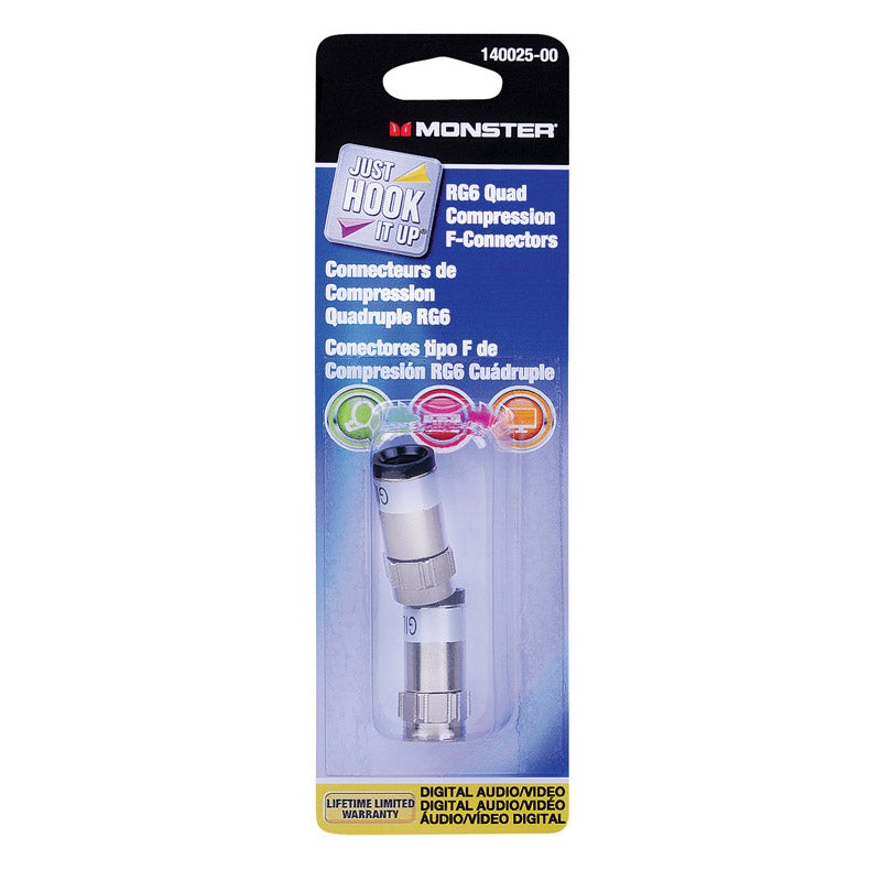 Monster Cable RG6 Quad Compression Coaxial F Connector 75 2 pk