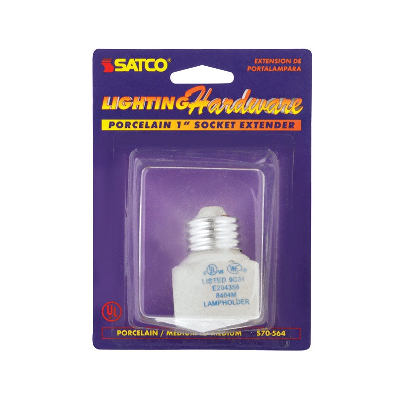Satco Socket Extender Medium White