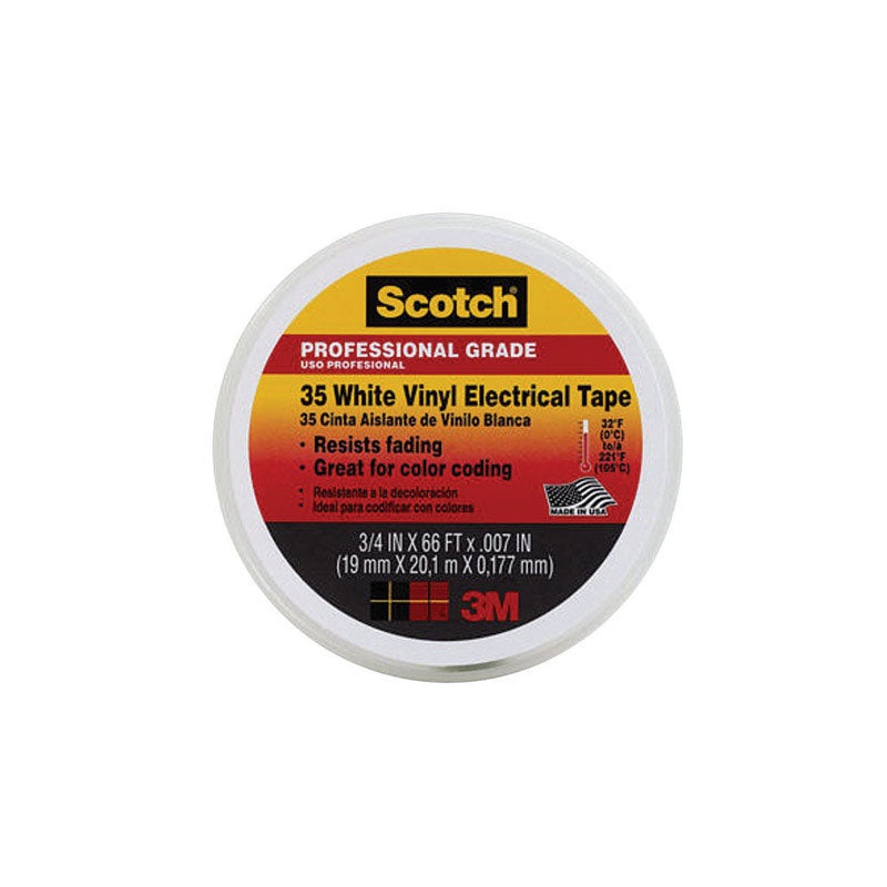 Scotch 3/4 in. W x 66 ft. L Vinyl Electrical Tape White
