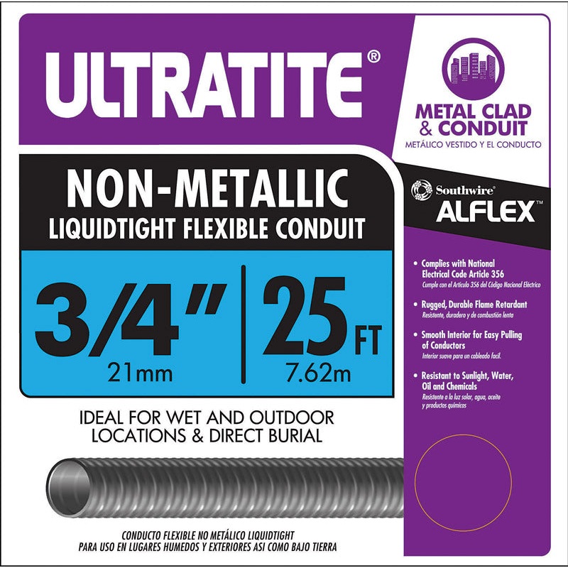 Southwire 3/4 in. Dia. x 25 ft. L Flexible Electrical Conduit LFNC-B Thermoplastic
