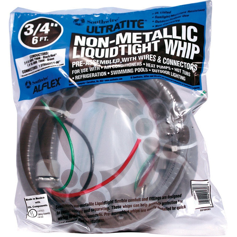 Southwire Cable Whip 3/4 in. x 6 ft. 8 Ga, 2 Conductor 6 ft.