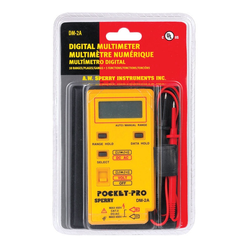 Sperry Digital Multimeter 200mV/2/20/200/1000 VAC/VDC Yellow