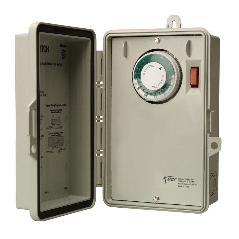 Woods Indoor and Outdoor Water Heater Timer 40 amps 208/240 and 227 volts Almond