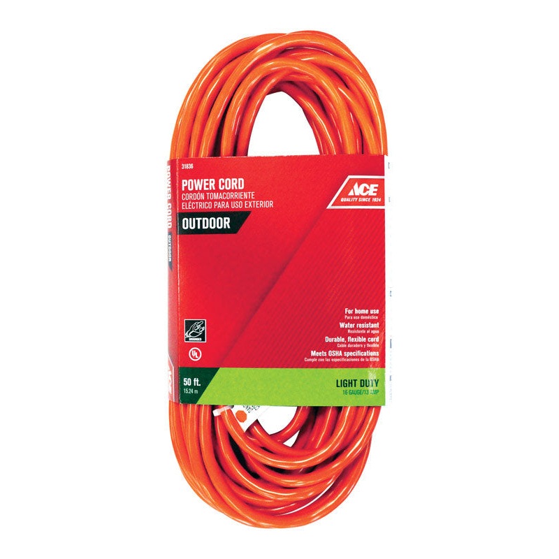 Ace Indoor and Outdoor Extension Cord 16/3 SJTW 50 ft. L Orange