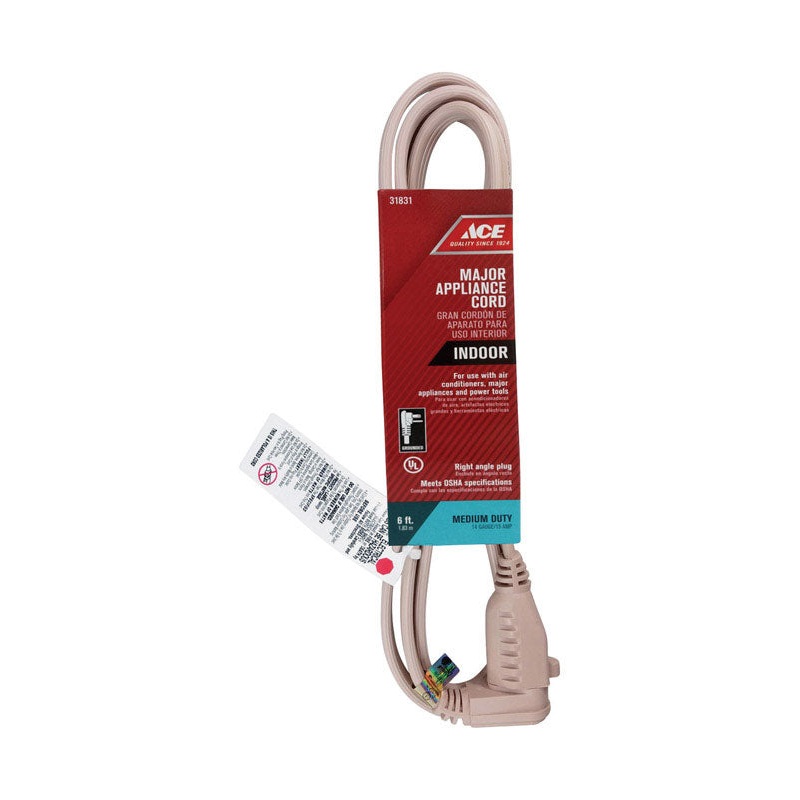 Ace Indoor Appliance Cord 14/3 SPT – 3 6 ft. L Beige
