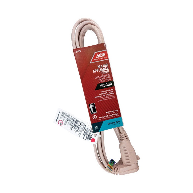 Ace Indoor Appliance Cord 14/3 SPT – 3 9 ft. L Beige