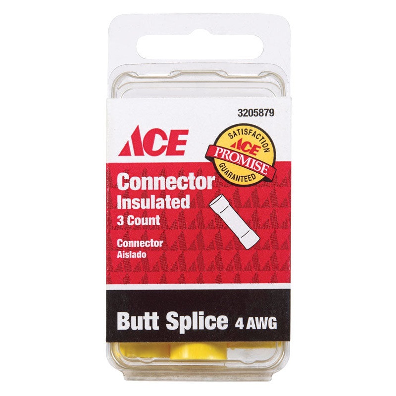 Ace Industrial Butt Splice Vinyl 4 AWG 4 Yellow 3 pk