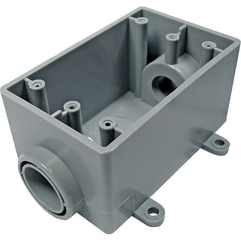 Cantex 2-1/4 in. H Rectangle 1 Gang Outlet Box 3/4 in. Gray PVC