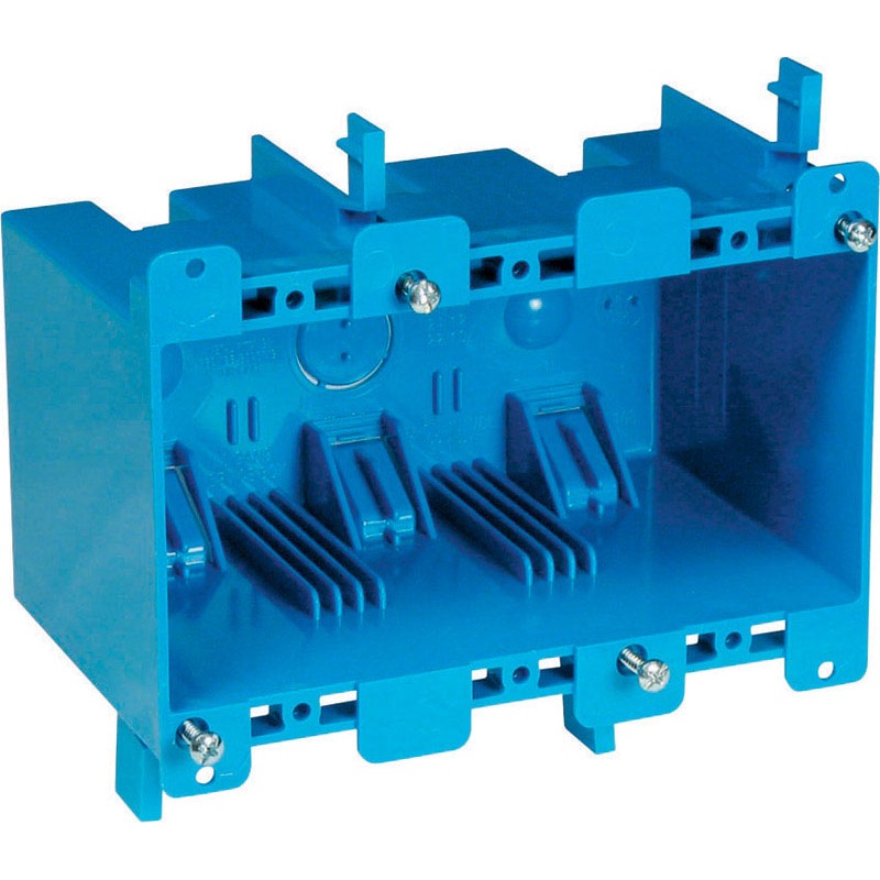 Carlon 5-3/4 in. H Rectangle 3 Gang Outlet Box Blue PVC