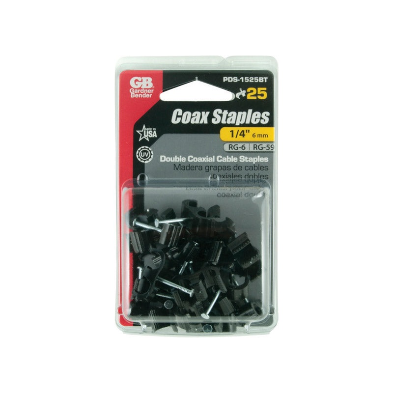 GB 1/4 in. W Zinc-plated Plastic Insulated Double Coaxial Staple 25