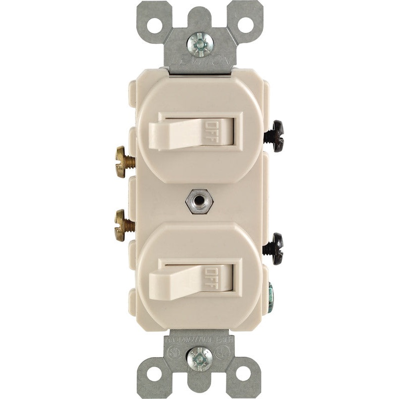 Leviton 15 amps 120/277 volts Single Pole Toggle Dual Combination Switch Light Almond