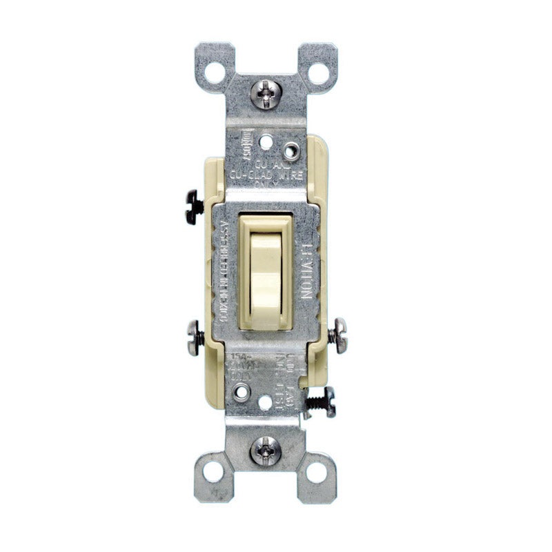 Leviton 15 amps 120 volts Single Pole Toggle 3-Way Switch Ivory