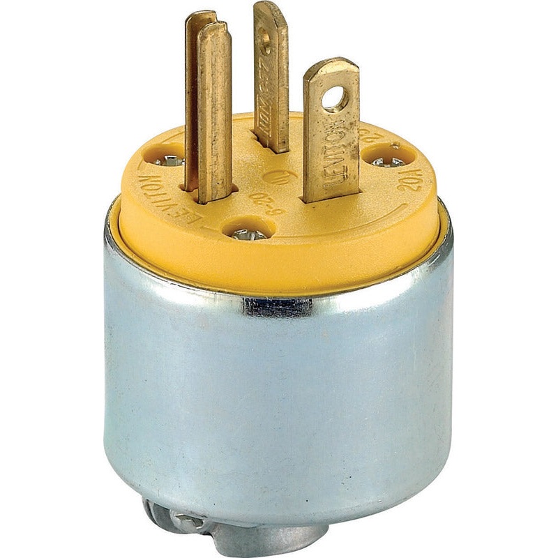 Leviton Commercial Armored Grounding Plug 6-20P 18-12 AWG 3 Wire Yellow