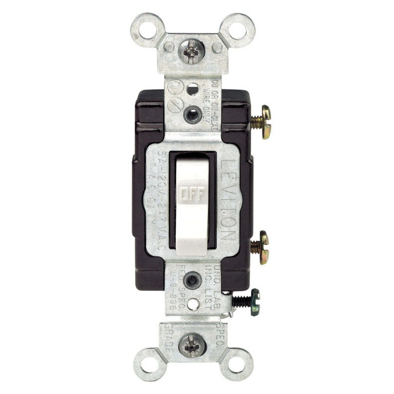 Leviton Commercial Illuminated 15 amps 120 volts Single Pole Toggle Switch White