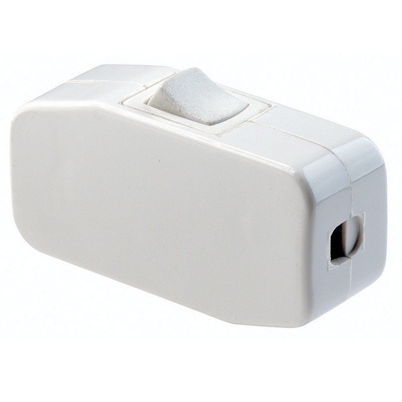 Leviton Cord Switch Single Pole Feed Thru On/Off 3 Amp 125 volts White CSA Carded