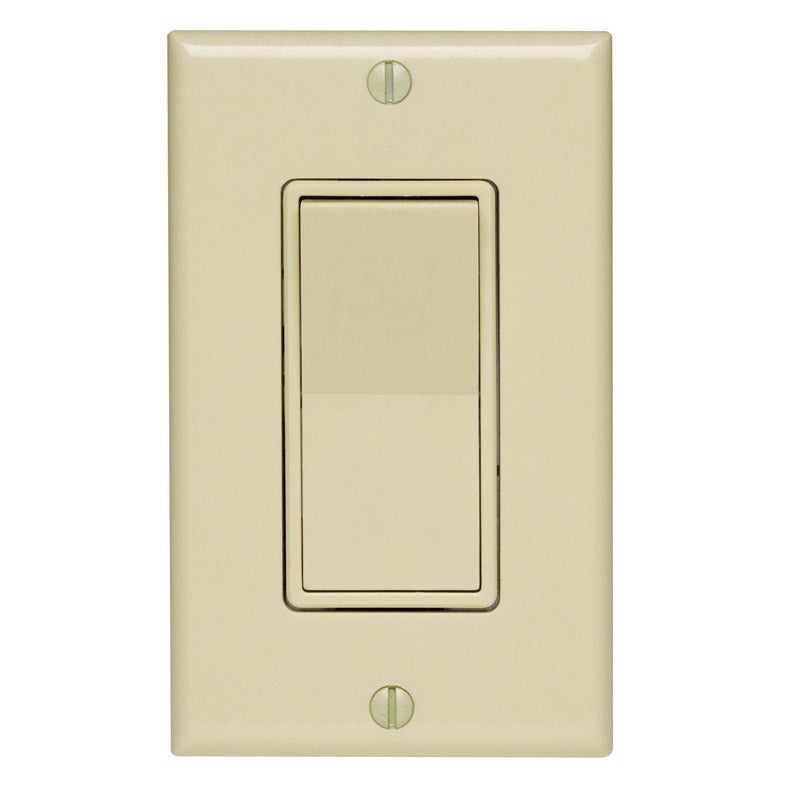 Leviton Decora 15 amps 120/277 volts Single Pole Rocker 3-Way Switch with Wall Plate Ivory