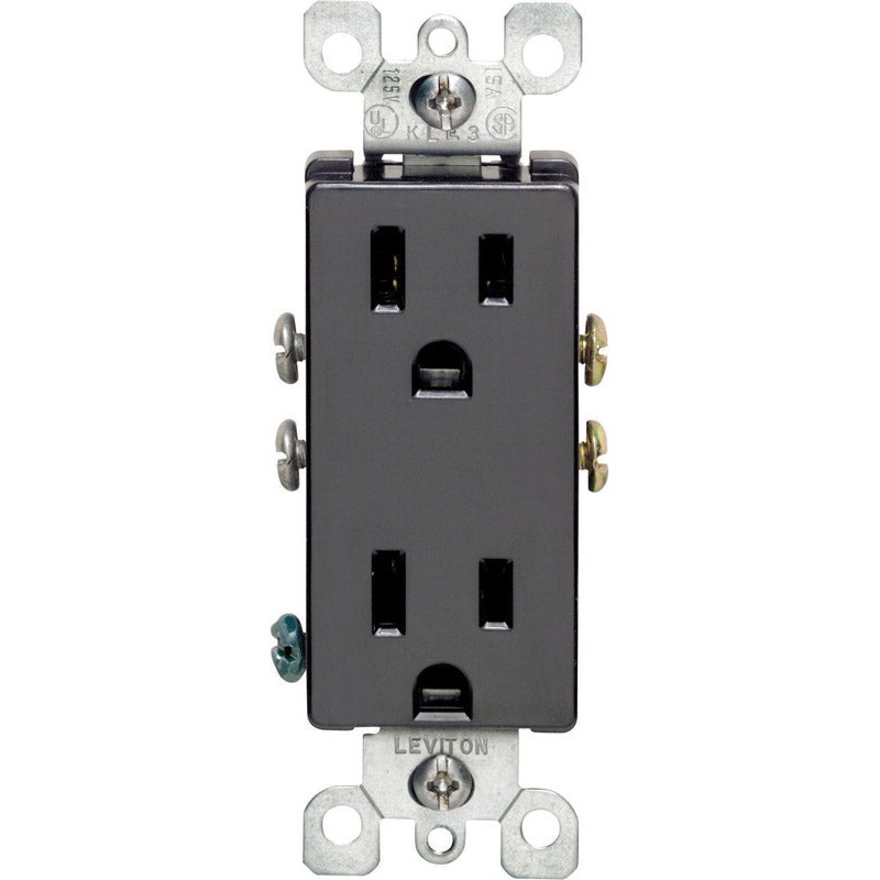 Leviton Decora Electrical Receptacle 15 amps 5-15R 125 volts Black