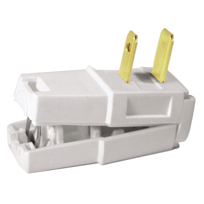 Leviton Easy-To-Wire Residential Nylon Non-Polarized Angle Plug 1-15R 18-10 AWG 2 Pole, 2 Wir