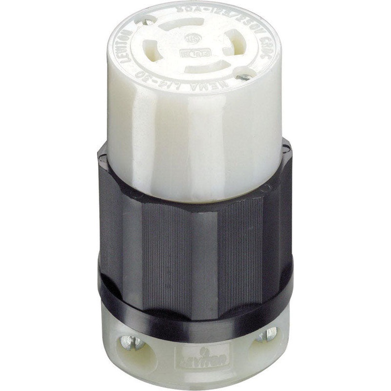 Leviton Industrial Nylon Curved Blade Locking Connector L14-30R 4 wire, 3 pole Black/White