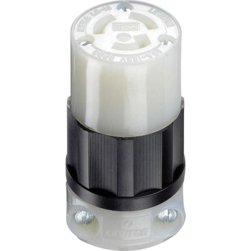Leviton Industrial Nylon Grounding Locking Connector L5-15R 18-10 AWG 2 Pole, 3 Wire Black/Wh