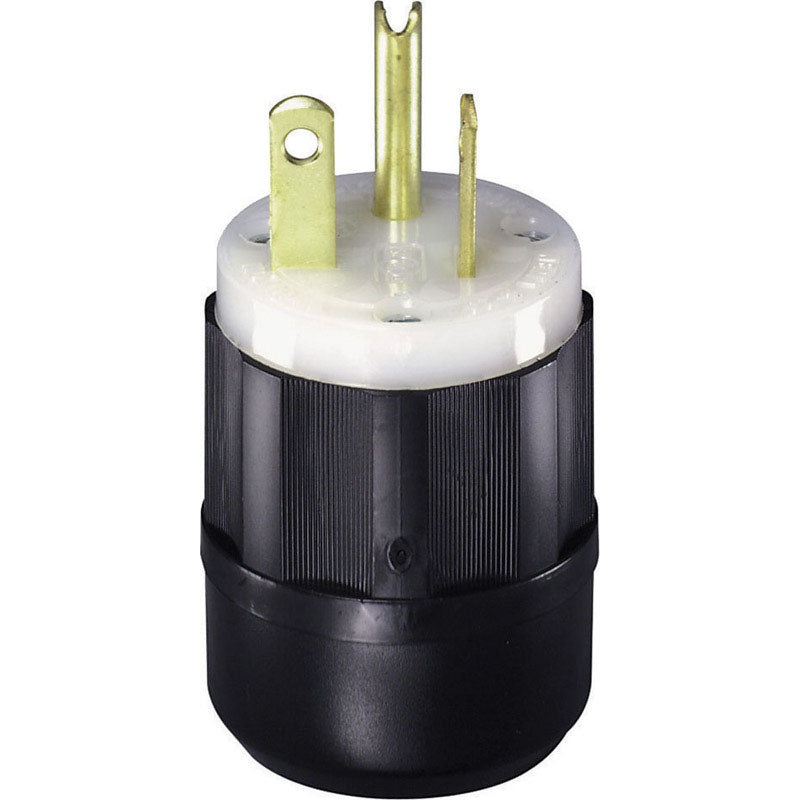 Leviton Industrial Nylon Grounding Straight Blade Plug 5-20P 18-10 AWG 2 Pole, 3 Wire Black