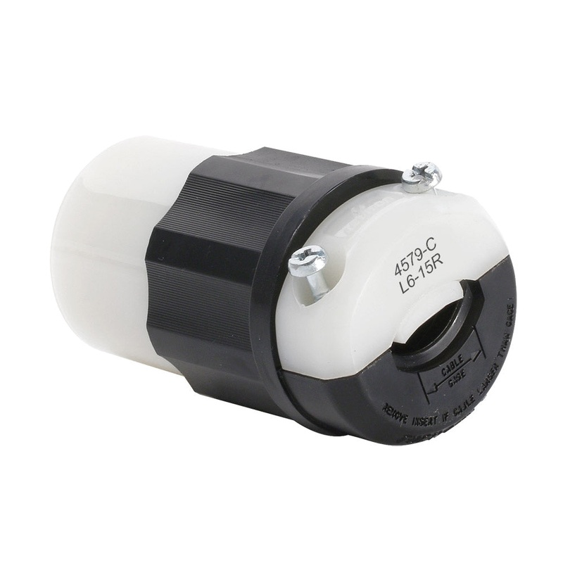 Leviton Industrial Nylon Grounding Straight Blade Plug 6-15P 18-10 AWG 2 Pole, 3 Wire Black