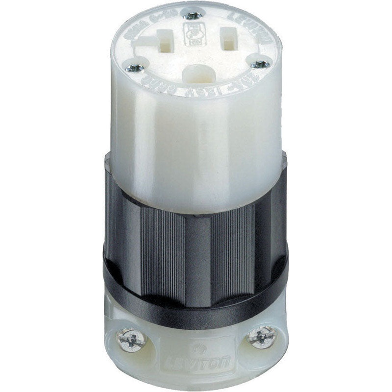 Leviton Industrial Thermoplastic Grounding Straight Blade Plug 5-20R 2 Pole, 3 Wire Black/Whi