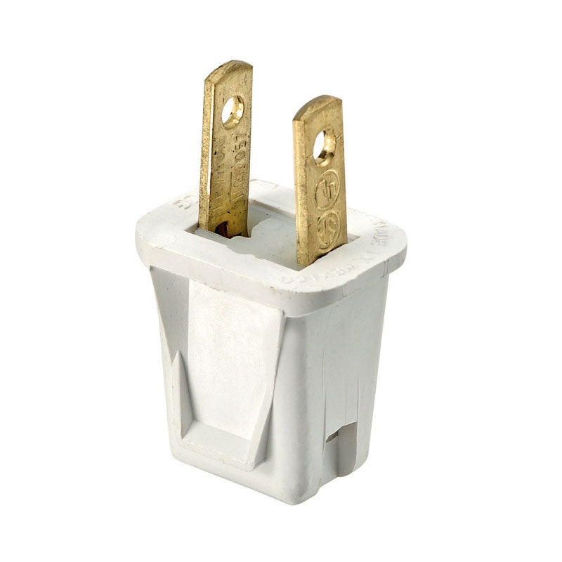 Leviton Residential Thermoplastic Non-Polarized Non-Polarized Plug 1-15P 2 Pole, 2 Wire White