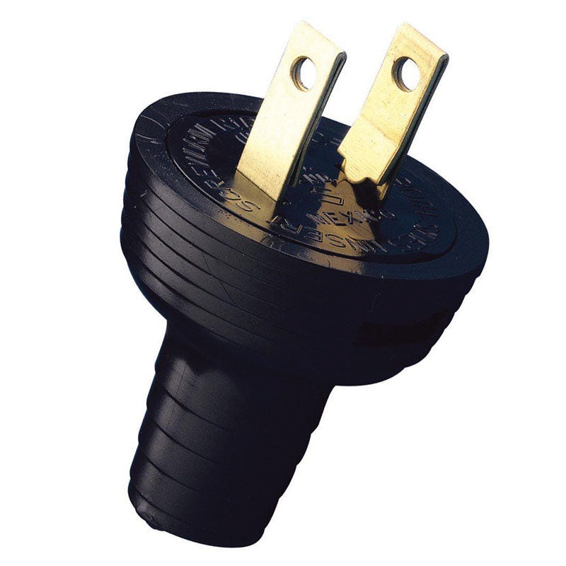 Leviton Residential Vinyl Non-Grounding Round Plug 1-15P 18-14 AWG 2 Pole, 2 Wire Black
