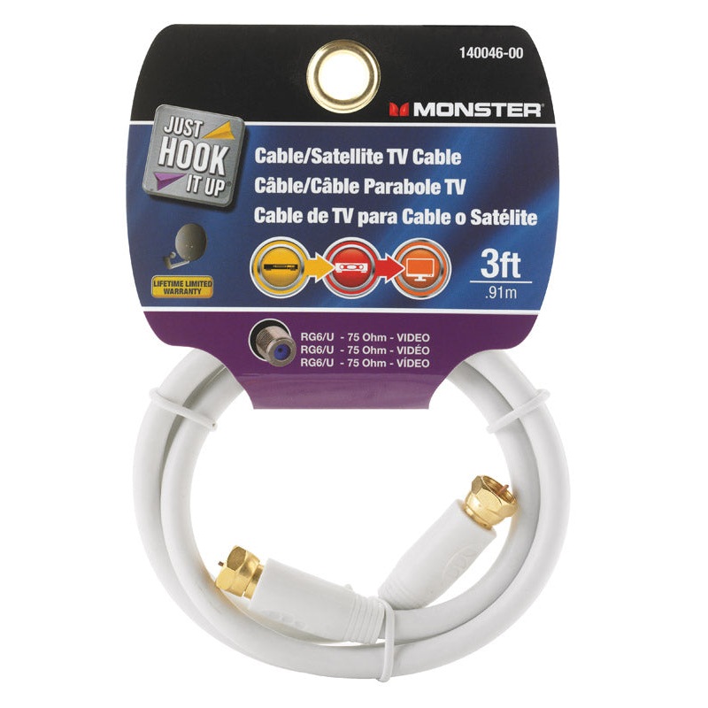 Monster Just Hook it Up 3 ft. L Video Coaxial Cable