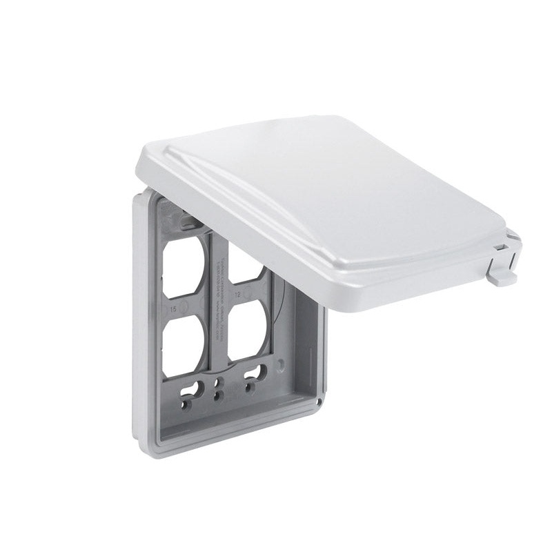 TayMac Rectangle Plastic 2 gang Receptacle Box Cover For Protection from Weather Gray
