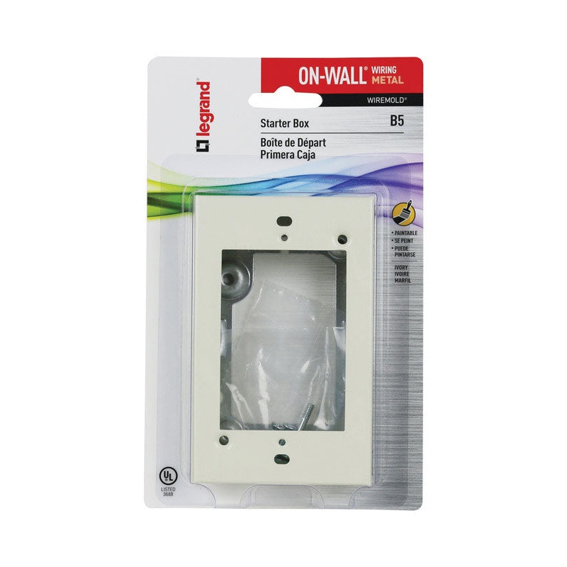 Wiremold Rectangle Extension Starter Box Ivory Metal