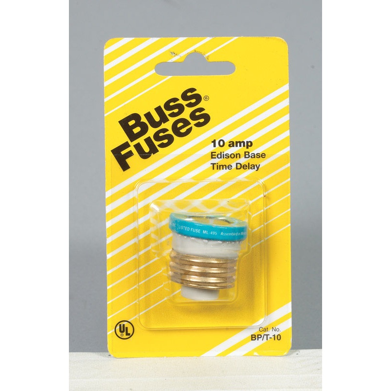 Bussmann Time Delay Plug Fuse 10 amps 125 volts 1 pk For Small Motor Overload Protection