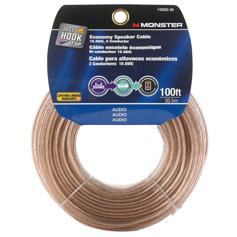 Monster Just Hook It Up 100 ft. L Speaker Cable AWG