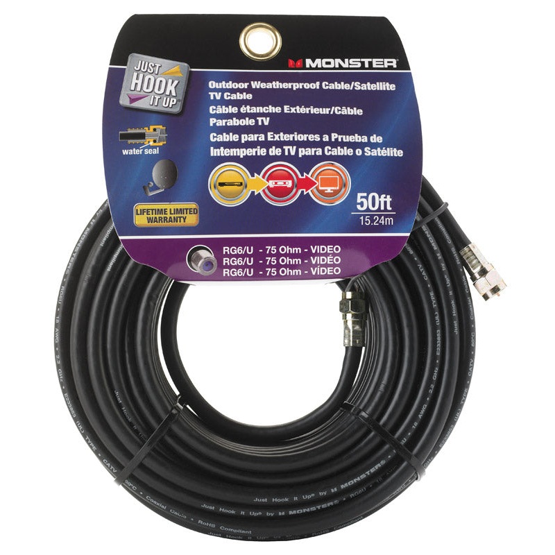 Monster Just Hook it Up 50 ft. ft. L Weatherproof Video Coaxial Cable