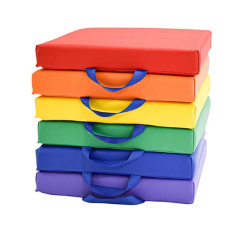 Square Floor Cushions, Rainbow – Set of 6