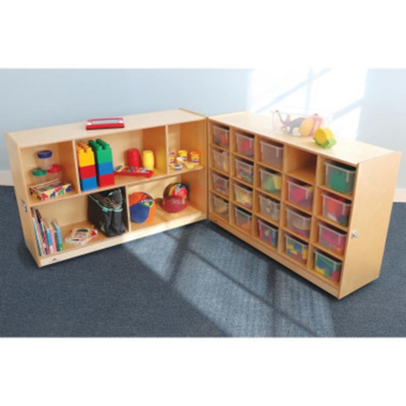 Clear Tote-Tray Fold and Roll Cubby Storage Cabinet