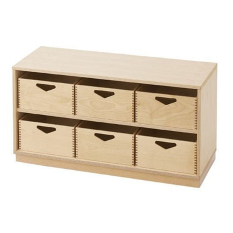 Move Upp Low Cabinet with Six Wooden Bins