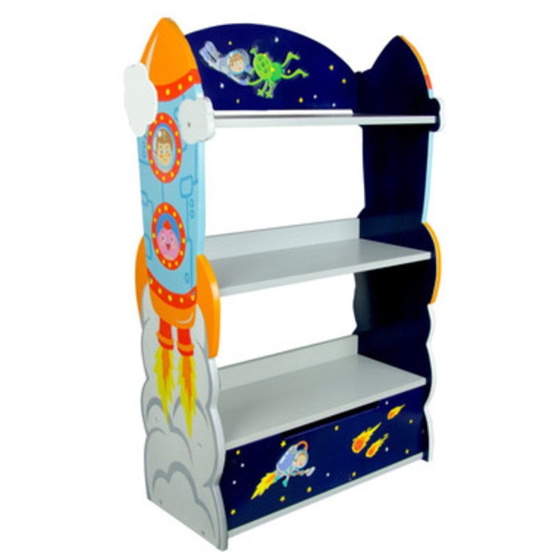 Fantasy Fields Kids Wooden Outer Space Bookshelf with Drawer