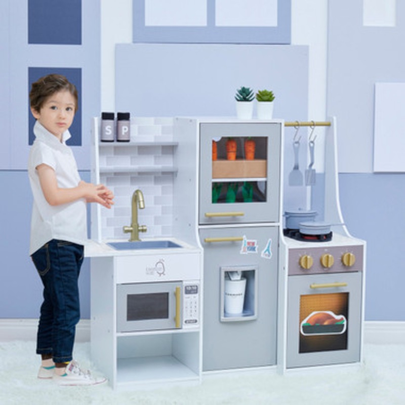 Little Chef Lyon Wooden Play Kitchen Set with Hydroponic Garden