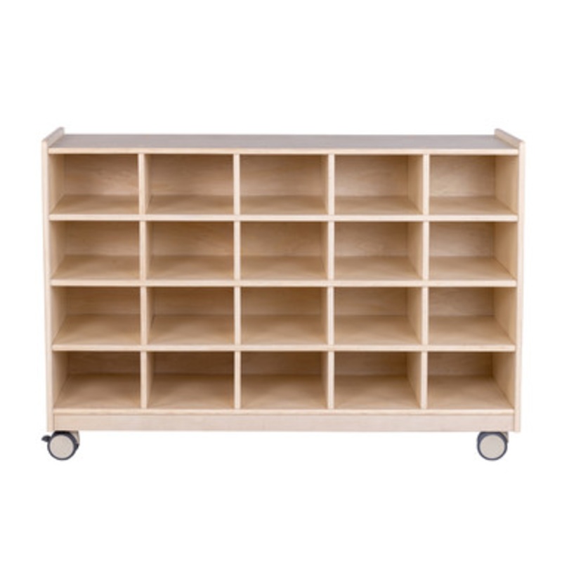 Mobile 20-Section Cubby Storage Unit- RTA