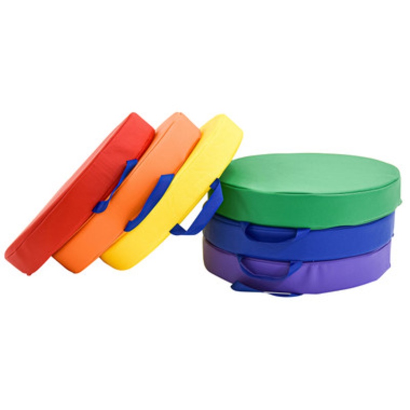 Round Floor Cushions, Rainbow – Set of 6