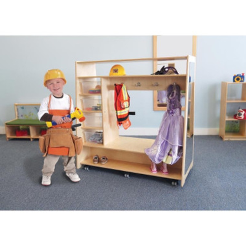 Mobile Kids Dress Up Center With Trays and Mirror
